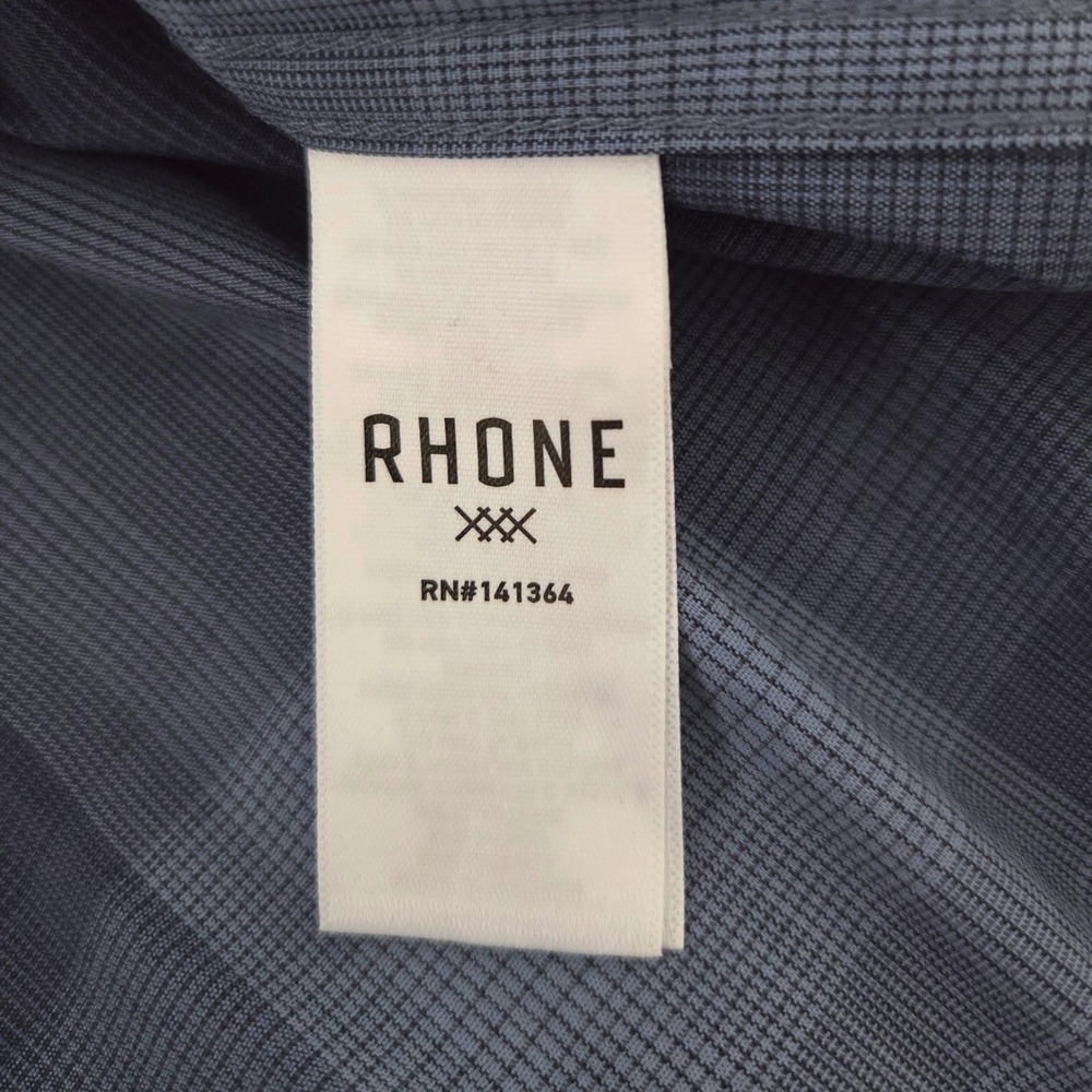 Rhone Blue Plaid Stretch Long Sleeve Button Down Shirt Sz S Lightweight NWT - Picture 6 of 8